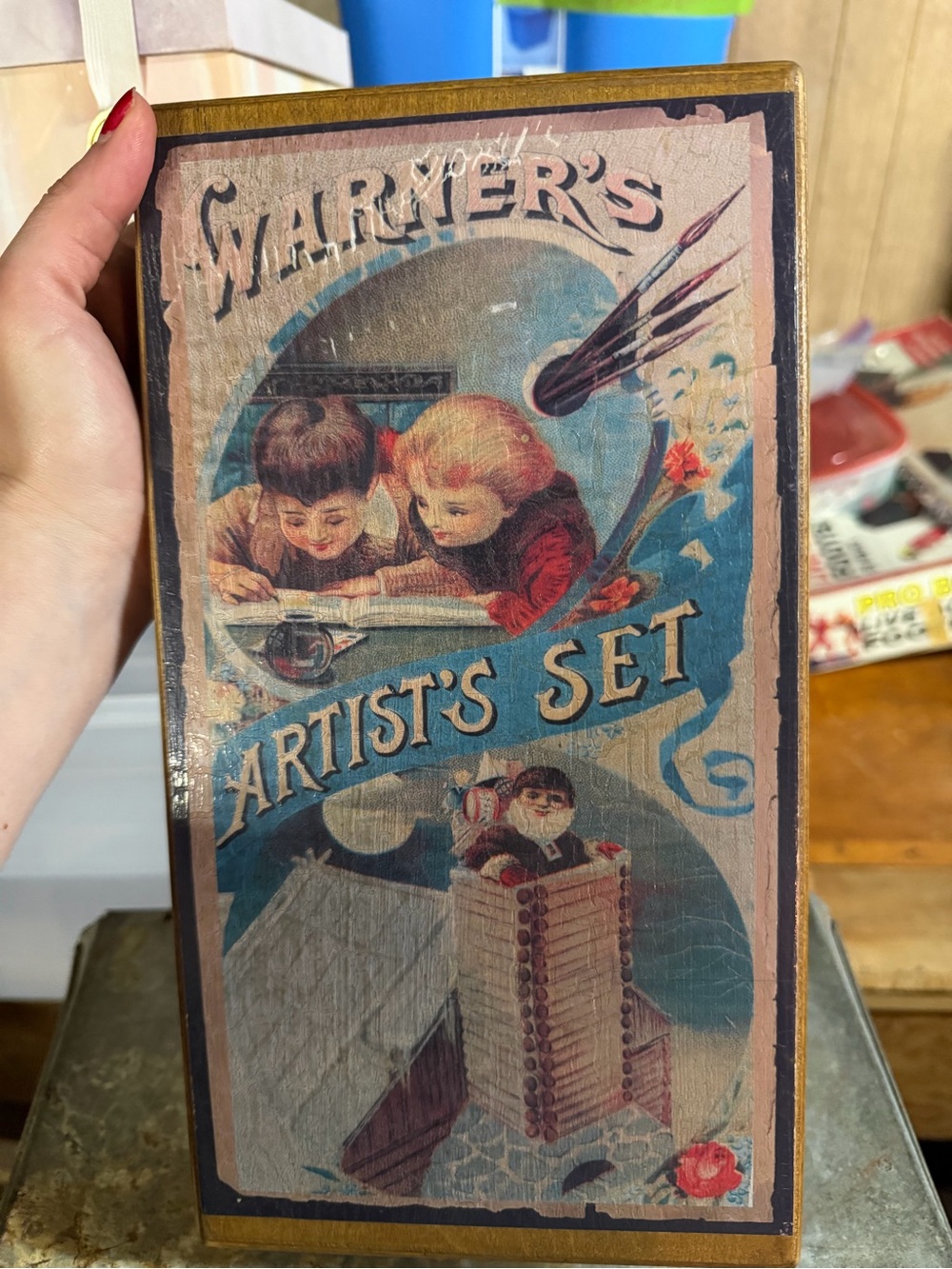 Warner's Vintage Artist's Set Print - Blue, Red, Cream